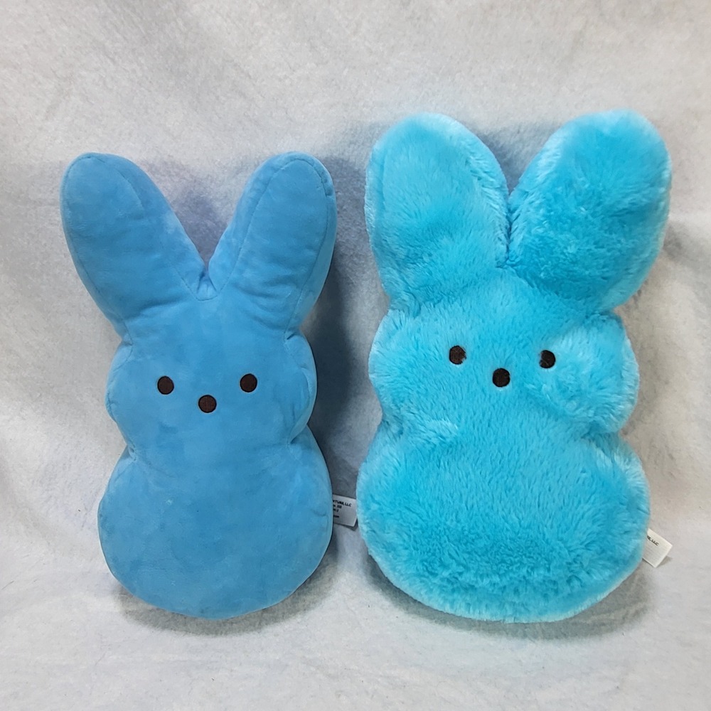 Peeps Bunny Plush Blue Set Smooth‎ Fuzzy Stuffed Animal Easter Decor 2pc